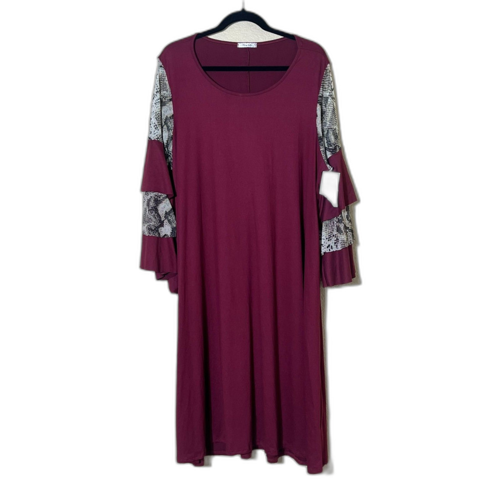 NWT Storyteller Women's Plus 2X Soft Flowy Dress Snakeskin Purple Maxi Boho